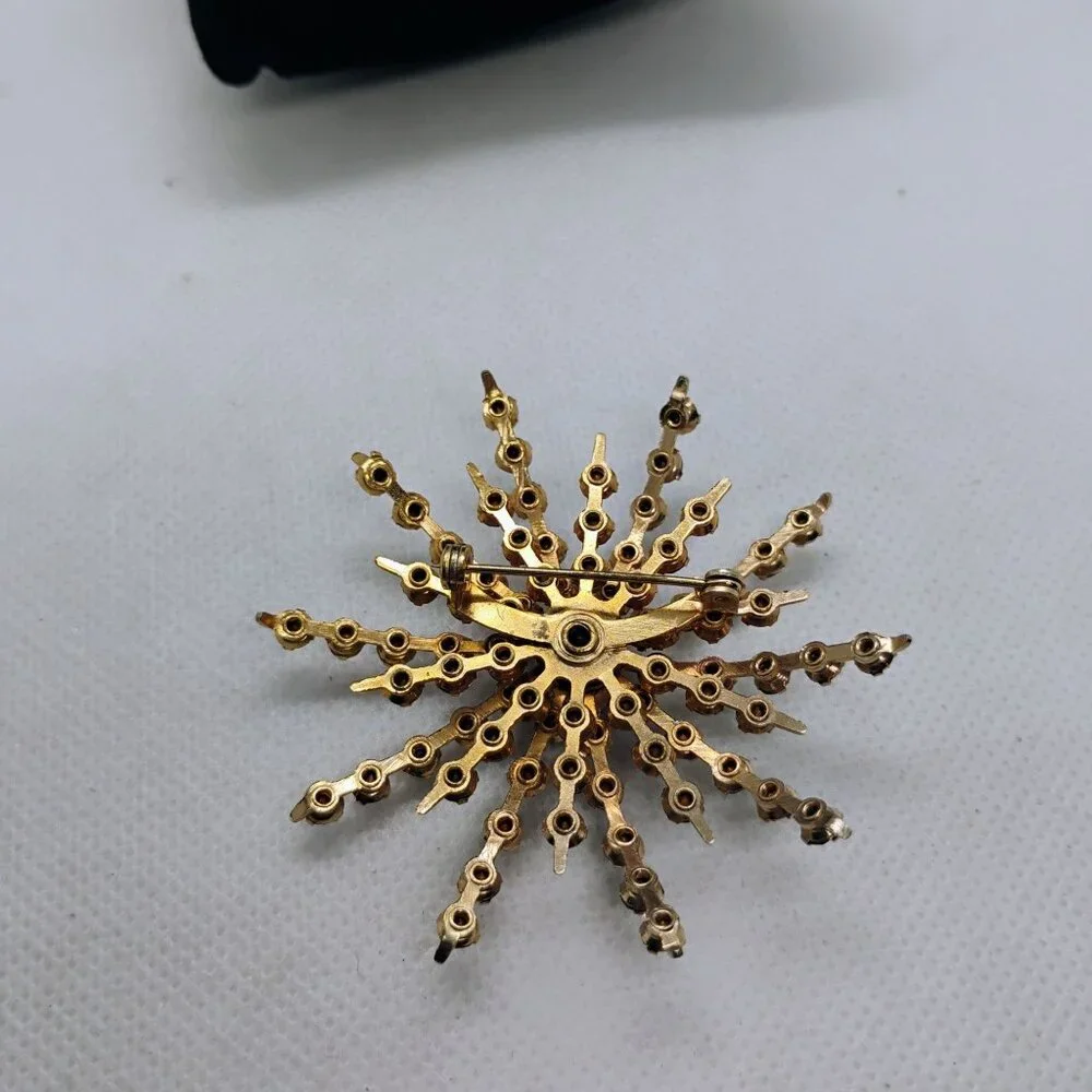 Vtg Atomic Starburst Firework Pastel Prong Set Rhinestone 3D BroochPin - Picture 3 of 5